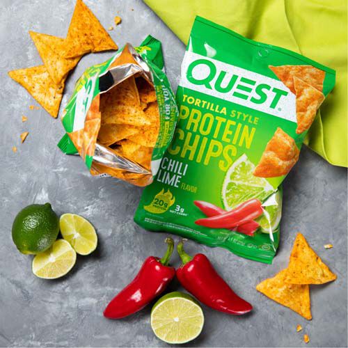 Tortilla Style Protein Chips - Chili Lime (8 Bags)